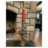 VTG BRASS FLOOR CANDLE HOLDER, TAPERED COLUMN,