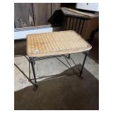 WICKER SIDE TABLE, METAL FRAME, CASTERS, NATURAL