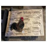 FEATHERED ROOSTER FIGURINE, REALISTIC PLUMAGE, ON
