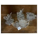 PRESSED GLASS SERVING DISH, TWO FIGURAL ANGEL