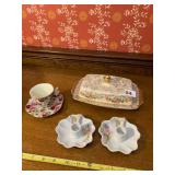 VTG PORCELAIN TEA CUP W/ SAUCER, FLORAL ROSE