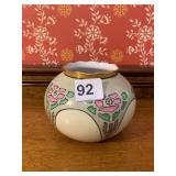 VTG PORCELAIN VASE, GLOBE FORM, CREAM GROUND,