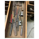 ASSORTED METAL PUNCHES, CHISELS, SOCKETS, HAND