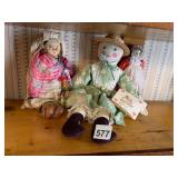 HANDMADE CLOTH DOLLS, FABRIC AND PORCELAIN
