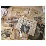 VTG NEWSPAPERS, HISTORICAL HEADLINES INCL MOON