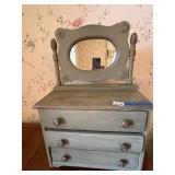 VTG DRESSER TOP VANITY MIRROR, PAINTED WOOD,