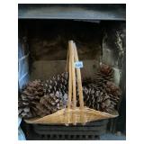WOVEN BAMBOO BASKET, NATURAL FINISH, SWING