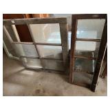 VTG WOODEN WINDOW SASHES, MULTI-PANE DESIGN,