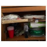 ASSORTED PARTY SUPPLIES, INCLUDES PLASTIC CUPS,