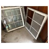 VTG WOODEN WINDOW SASHES, MULTI-PANE, WHITE