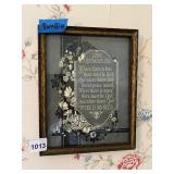VTG REVERSE PAINTED GLASS WALL ART, FLORAL MOTIF,