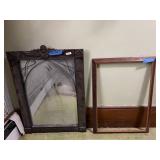VTG ARCHED WALL MIRROR W/ CHERUB CREST, WOOD
