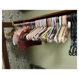 ASSORTED PLASTIC CLOTHES HANGERS, MULTICOLORED,