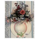 WALL-MOUNTED HAT DECORATION, CERAMIC, PINK AND