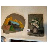 HAND-PAINTED SLATE ART, COVERED BRIDGE LANDSCAPE