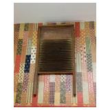 CROWN GLASS NO 1984 WASHBOARD, WOOD FRAME,