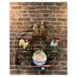 WROUGHT IRON WALL SHELF W/ DECORATIVE ROOSTER