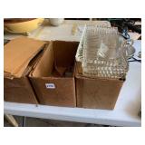 PRESSED GLASS RECTANGULAR TRAYS, BEADED EDGES,
