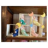 PORCELAIN SLEEPING BABY DOLLS, MONTH-THEMED BIBS,