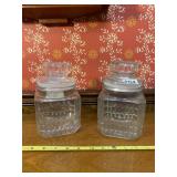 KOEZE GLASS CANISTERS, SQUARE FORM, PRESSED