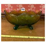 VTG AMBERINA GLASS FOOTED BOWL, PRESSED GLASS,