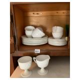 MILK GLASS DINNERWARE, GRAPE AND LEAF MOTIF,