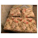 FLORAL PRINT CHAIR CUSHIONS, TUFTED, TIE-BACKS,