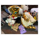 ASSORTED PLUSH TOYS, TIGERS, PANDAS, ELEPHANT,