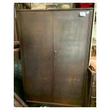 VINTAGE WOODEN WARDROBE, DOUBLE DOORS, INTERIOR