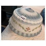VTG MILK GLASS LIGHT SHADE, DOME FORM, BLUE