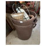 PLASTIC TRASH CANS, GARDEN SPRAYER, FAUX WOOD