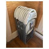 FOLDING CHAIRS, WHITE PLASTIC SEATS, GREY METAL