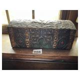 VTG DECORATIVE TRUNK, EMBOSSED LEATHER-LOOK