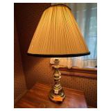 TABLE LAMP, BRASS-TONE METAL, COLUMNAR FORM,
