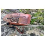 WHEEL BARREL WITH METAL PLANTER