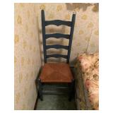 LADDER BACK CHAIR, BLUE PAINTED FINISH, WOVEN