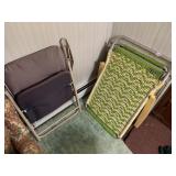 FOLDING CHAIRS, METAL FRAMES, FABRIC AND WOVEN