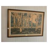 LUIGI LUCIONI, WHITE BIRCHES IN VERMONT, PRINT,