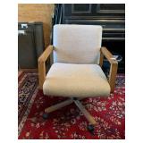 OFFICE CHAIR, OAK FRAME, BEIGE UPHOLSTERY, SWIVEL