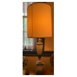 TABLE LAMP, URN FORM, PAINTED FINISH, PLEATED