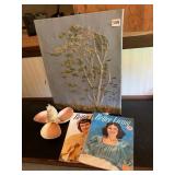 VTG EMBROIDERED BIRCH TREE WALL ART, SEASHELL