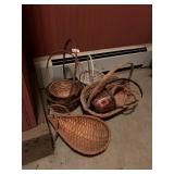 ASSORTED WOVEN BASKETS, VARIOUS SIZES, SHAPES,