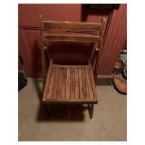 WOOD FOLDING CHAIR, SLATTED SEAT AND BACK,