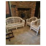 WICKER PATIO SET, WHITE PAINTED FINISH, INCLUDES