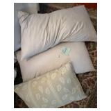 FEATHER-FILLED BED PILLOWS, ASSORTED SIZES,