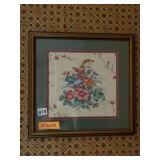 FLORAL PRINT, MATTED, GILT WOOD FRAME, WALL ART.
