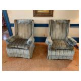 BROYHILL PREMIER WINGBACK CHAIRS, PR, STRIPED
