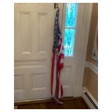 USA FLAG, NYLON, EMBROIDERED STARS, EAGLE FINIAL,