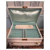 JEWELRY BOX, FAUX LEATHER, WHITE TEXTURED FINISH,