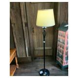 FLOOR LAMP, BLACK METAL BASE, WROUGHT IRON STYLE
